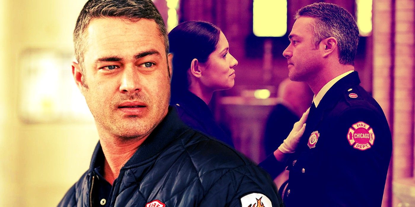Taylor Kinney as Severide looking while a colleague looks at him in Chicago Fire