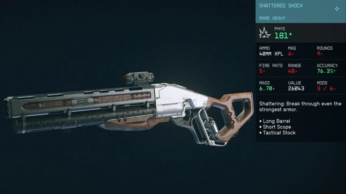 Shattered Shock gun from Starfield