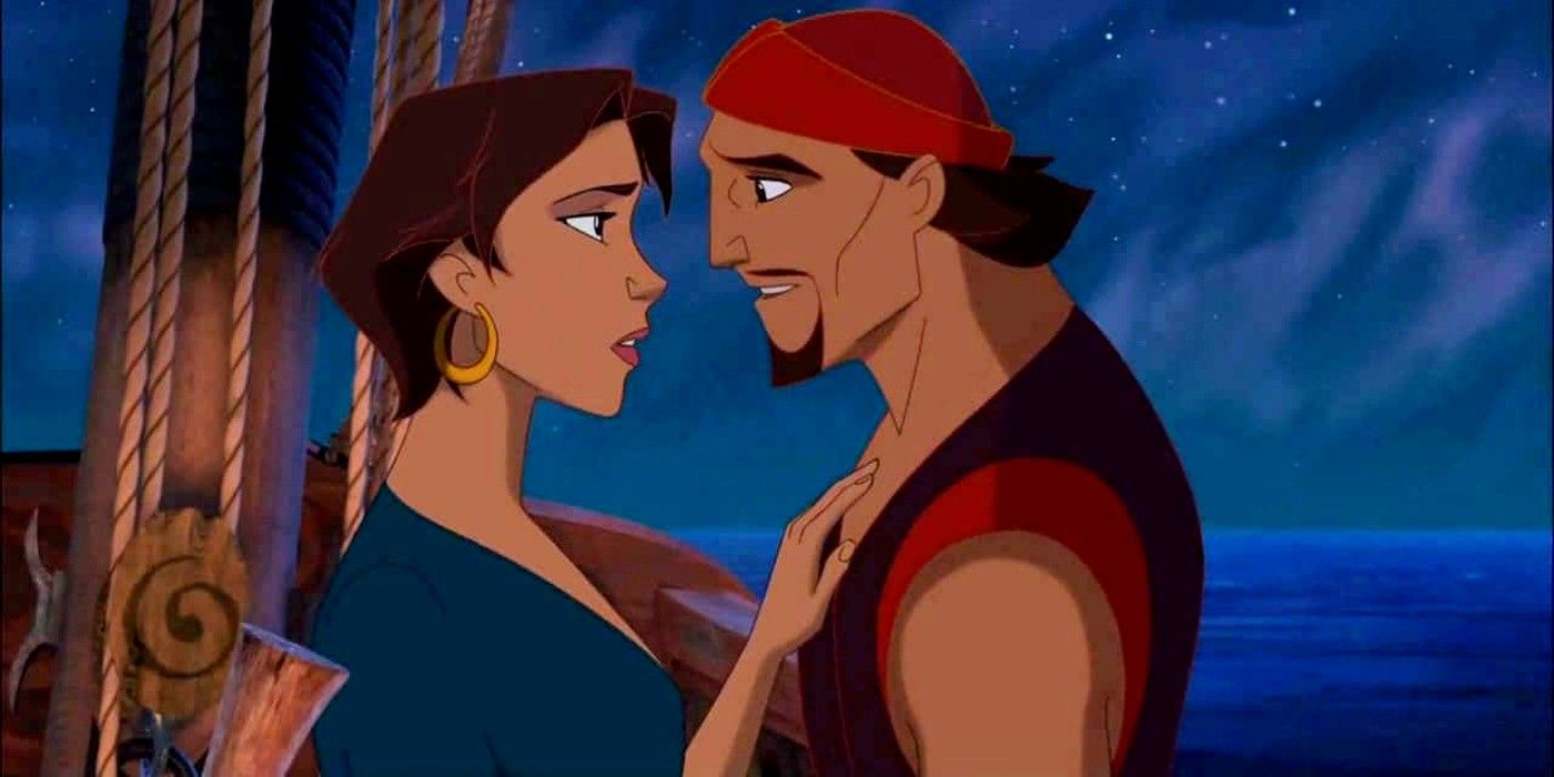 Sinbad and Marina stare at each other up close in Sinbad Legend of the Seven Seas.