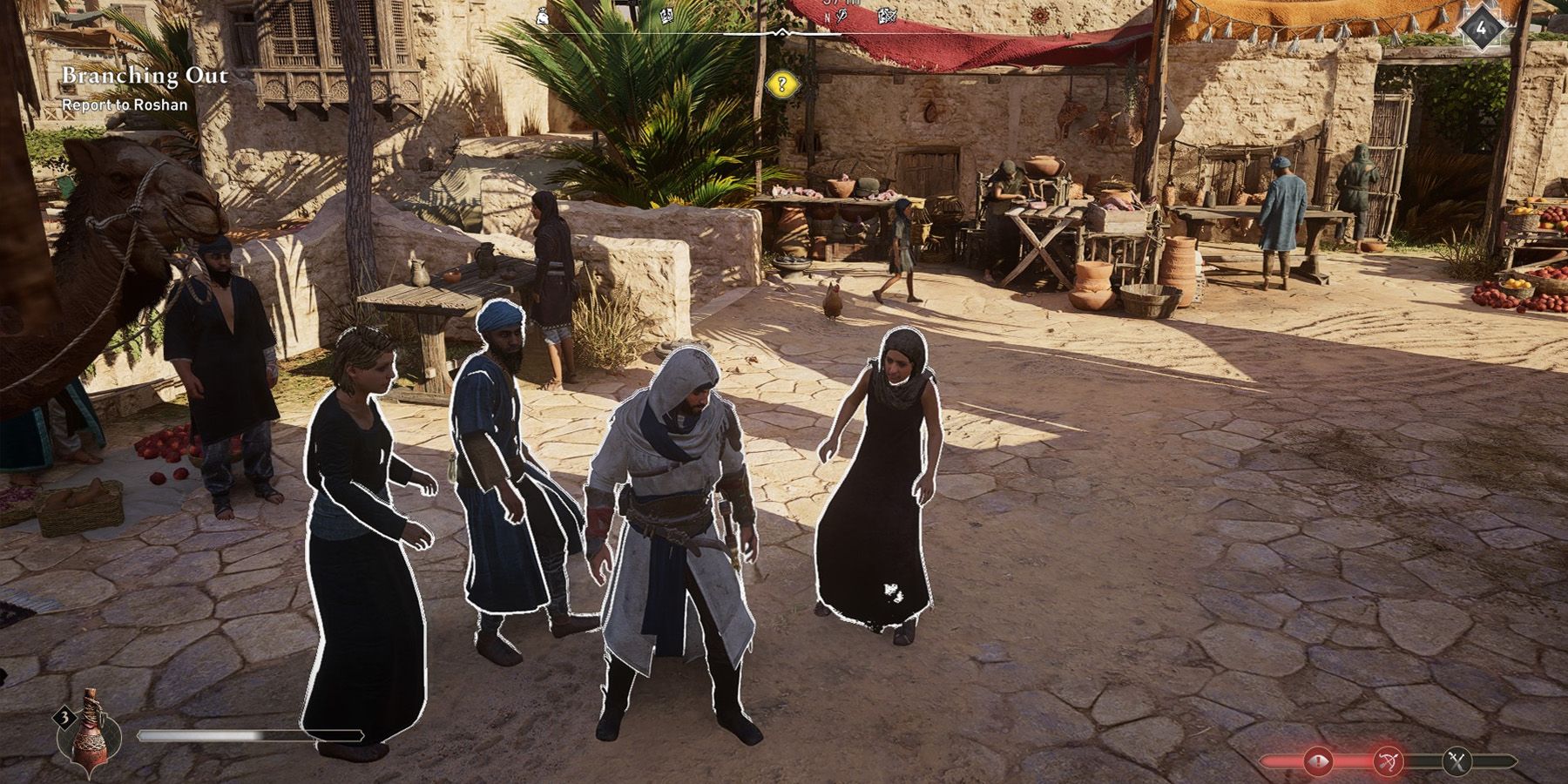 Basim blending into a crowd in Assassin's Creed Mirage