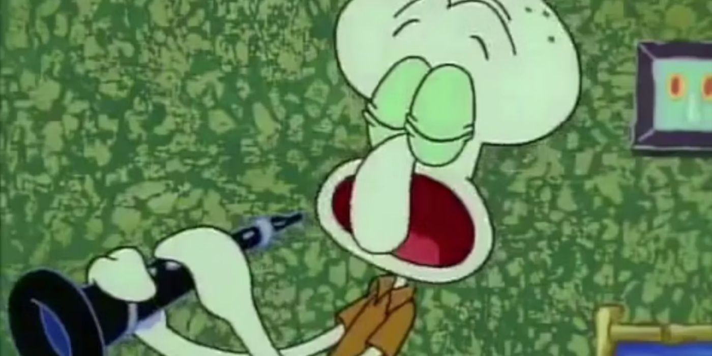 Squidward playing his clarinet.