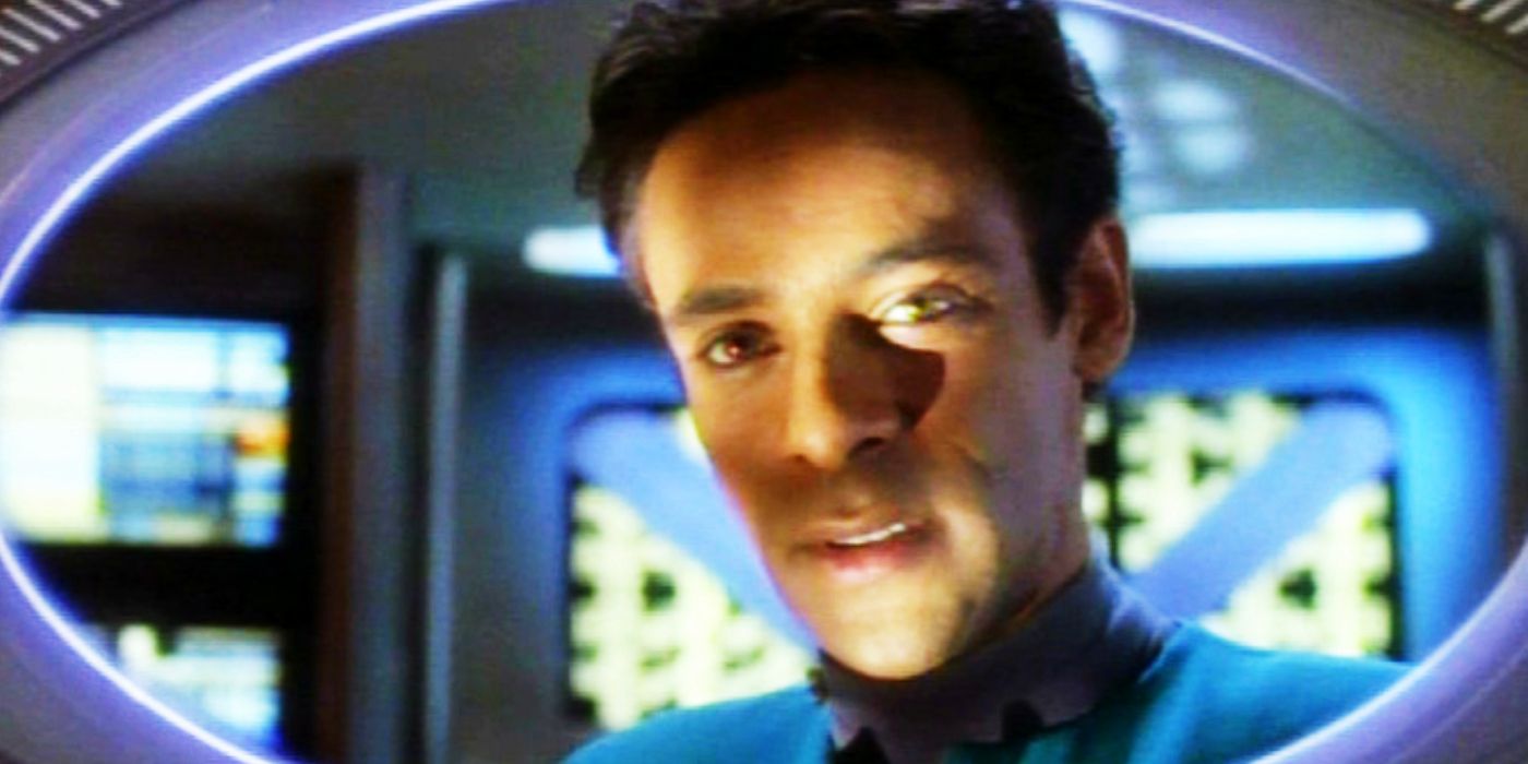 Doctor Bashir on the viewscreen, with an evil look in his eye