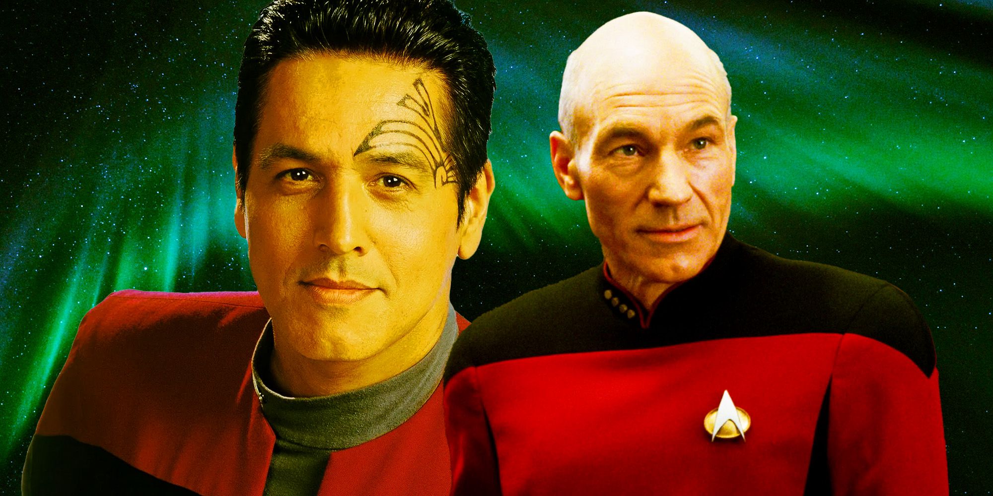 Commander Chakotay and Captain Picard from Star Trek: Voyager and TNG.
