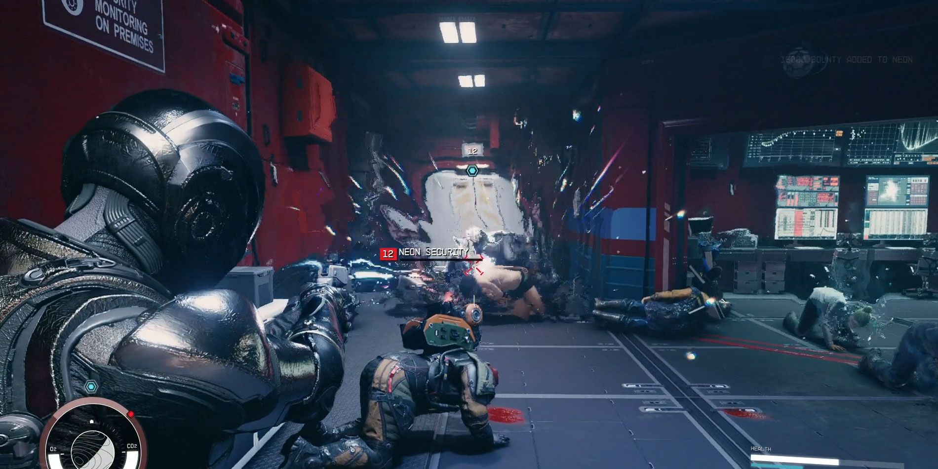 Starborn shooting at Neon security in Starfield.
