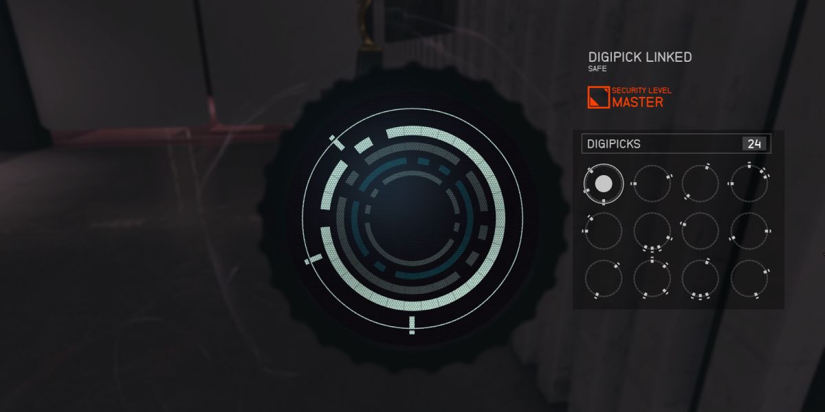 A screenshot showing a master-difficulty lock being picked in Starfield.