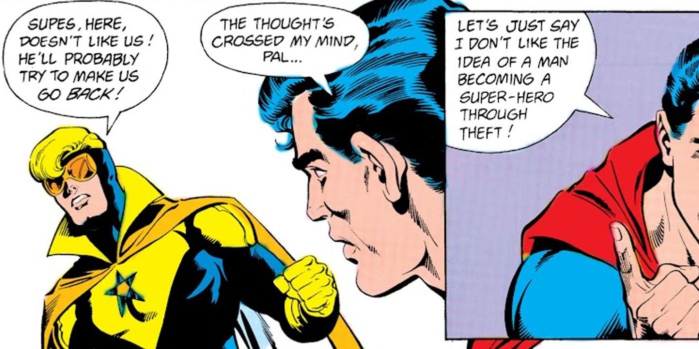 Superman tells off Booster Gold