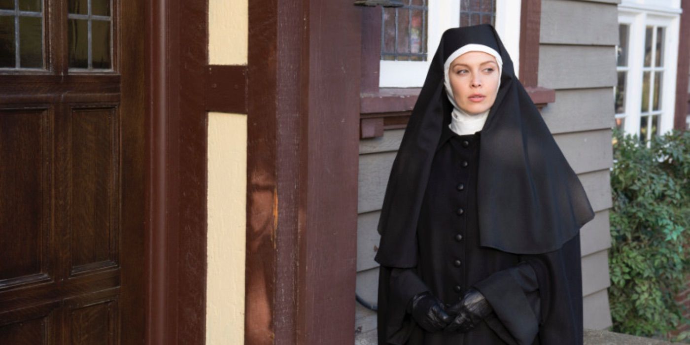 Josie looks on while wearing a nun&rsquo;s habit in Supernatural