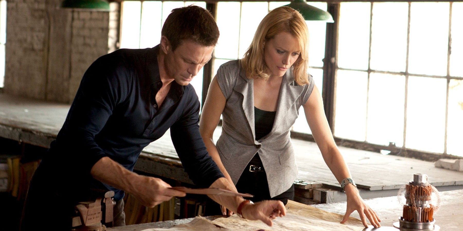 Taylor Schilling and Grant Bowler as Dagny Taggart and Henry _Hank_ Rearden in Atlas Shrugged Part 1