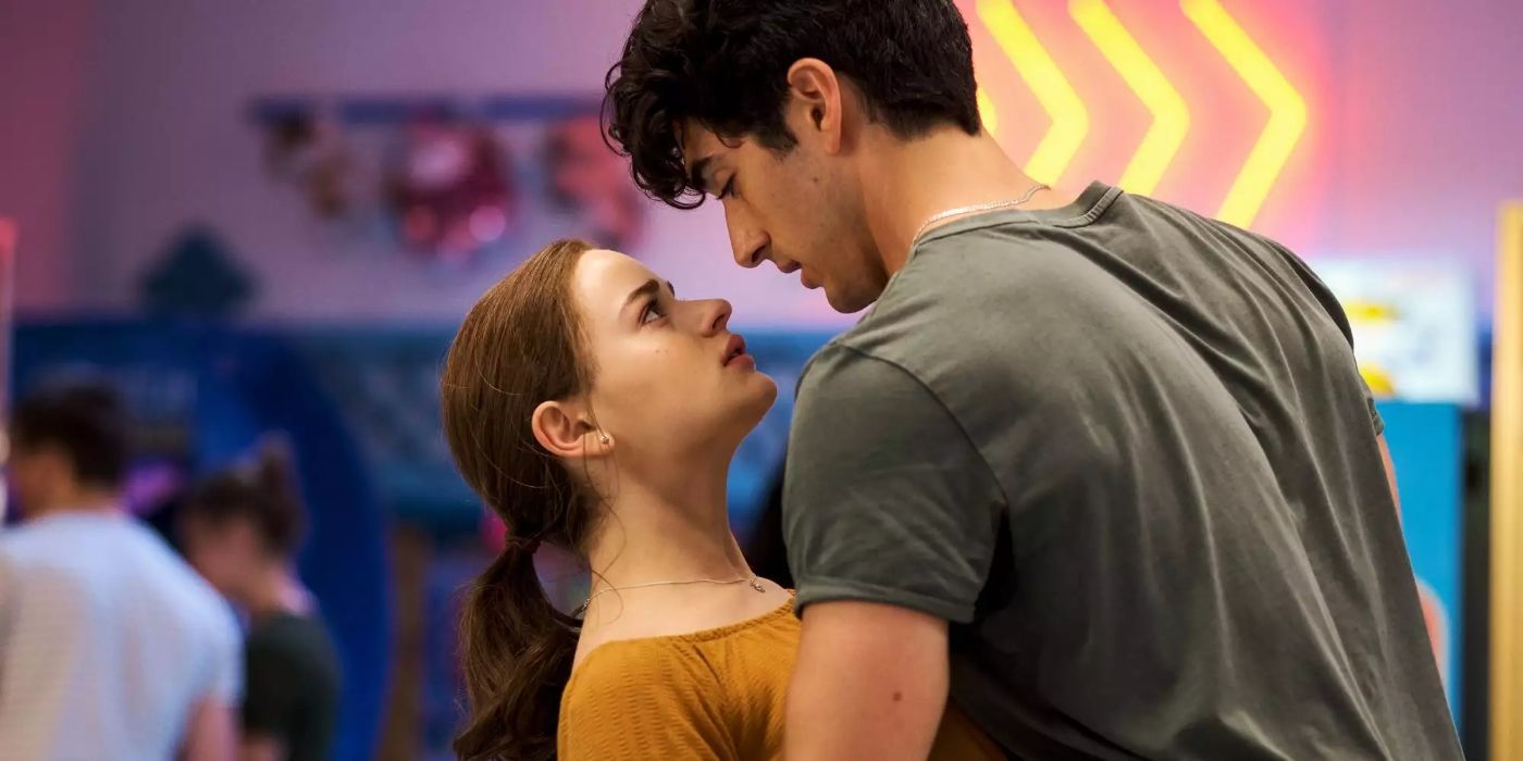 Taylor Zakhar Perez and Joey King embracing from Kissing Booth 2