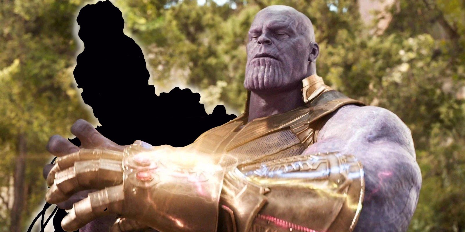Thanos y el estandarte de tormenta con siluetas