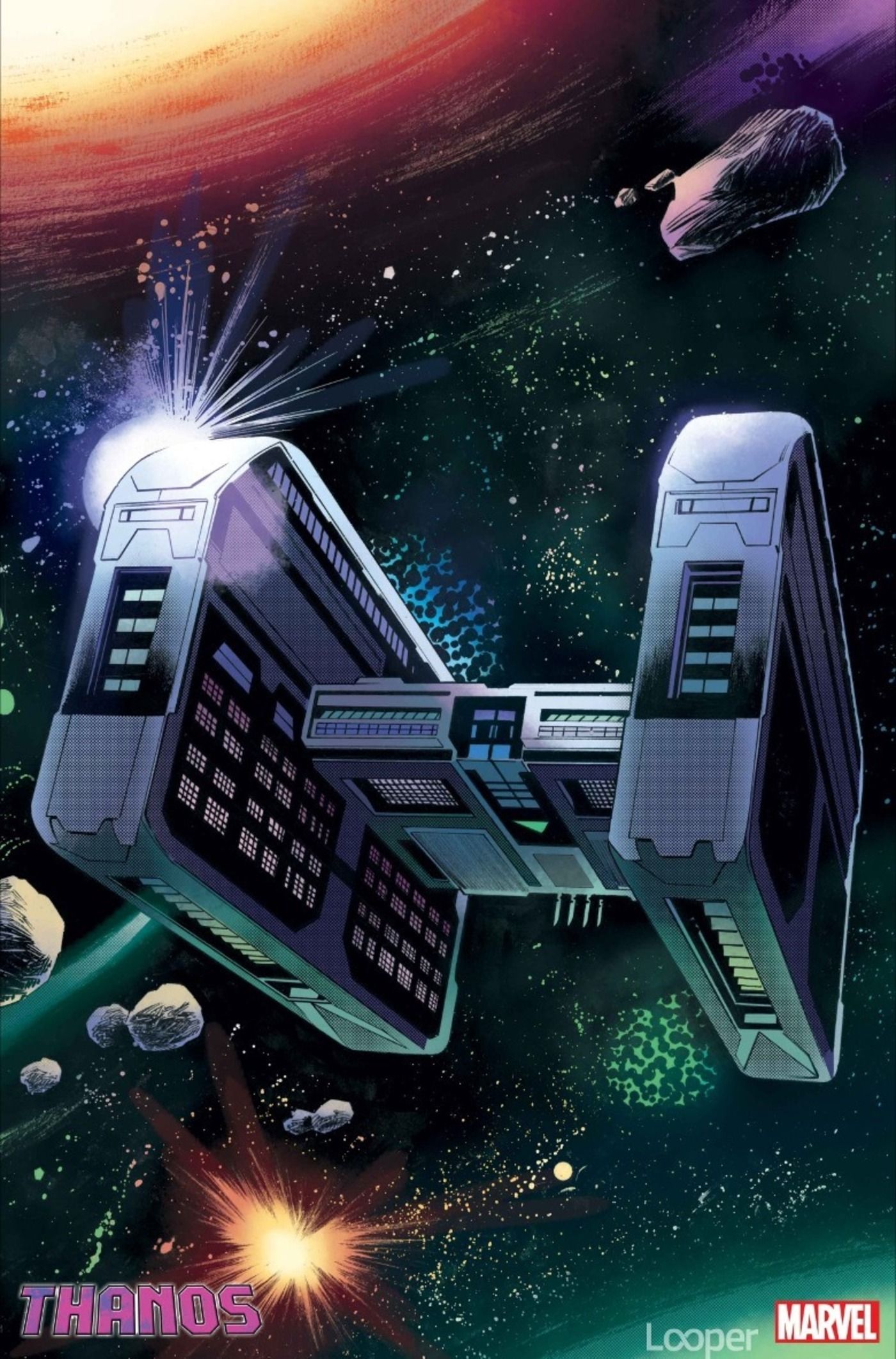Preview page for Thanos #1, featuring massive spaceship