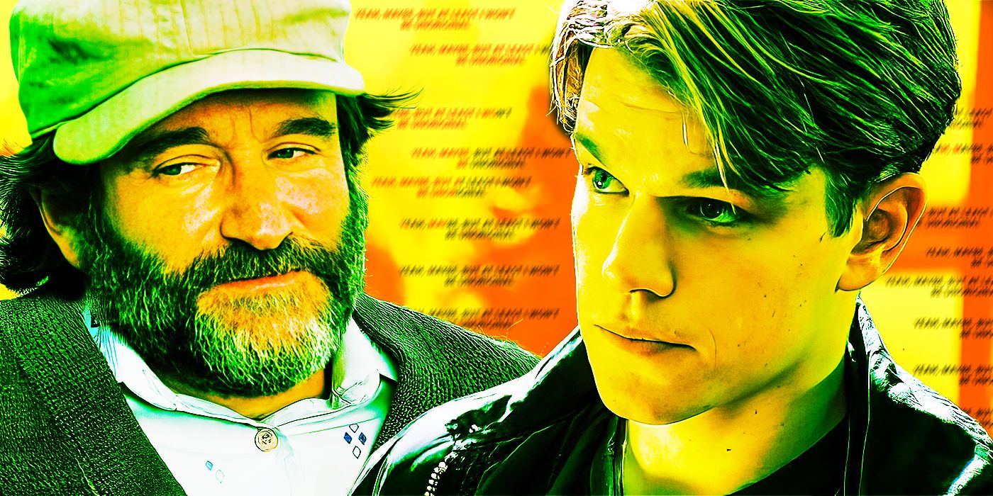 A collage of Robin Williams and Matt Damon in Good Will Hunting