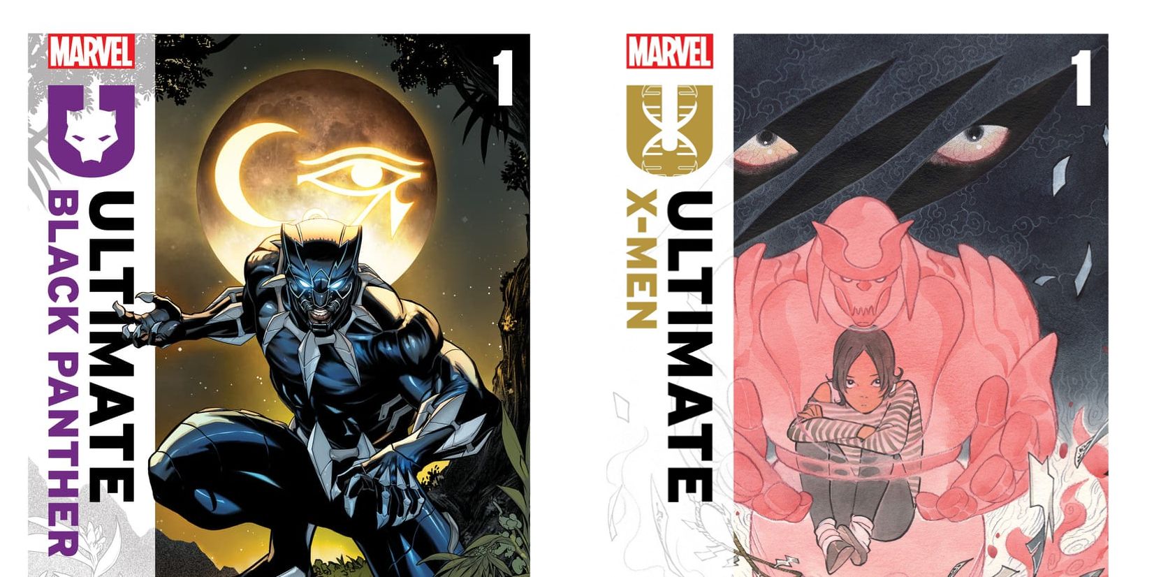 The cropped covers to Ultimate X-Men #1 and Ultimate Black Panther #1