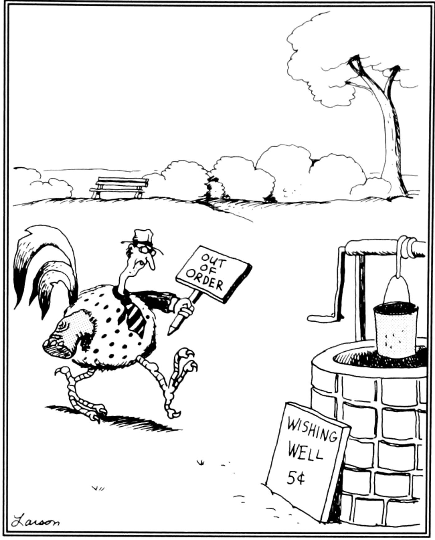 the far side wishing well