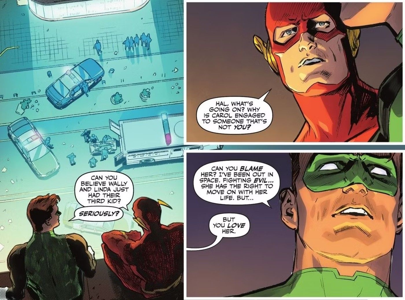 The Flash Asks Green Lantern about Carol
