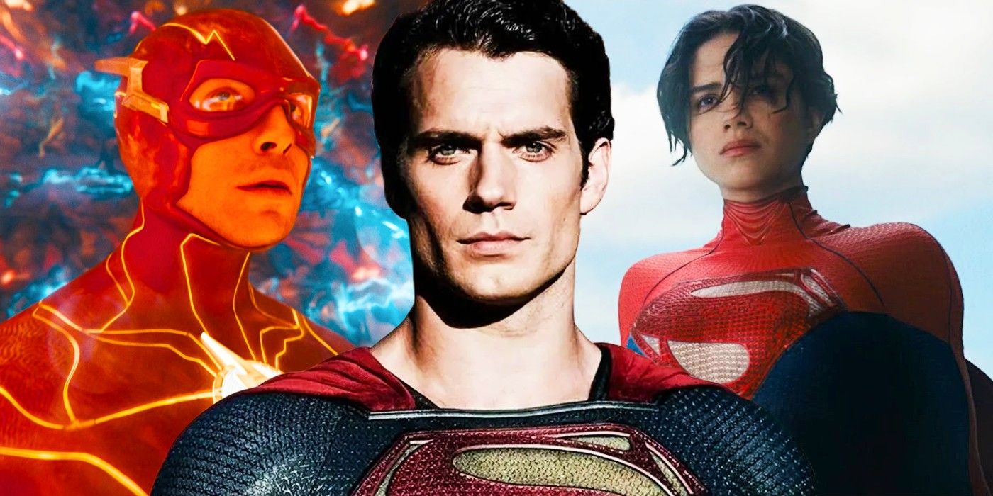 Custom image of The Flash in his movie, Superman from Man of Steel, and Supergirl from The Flash.