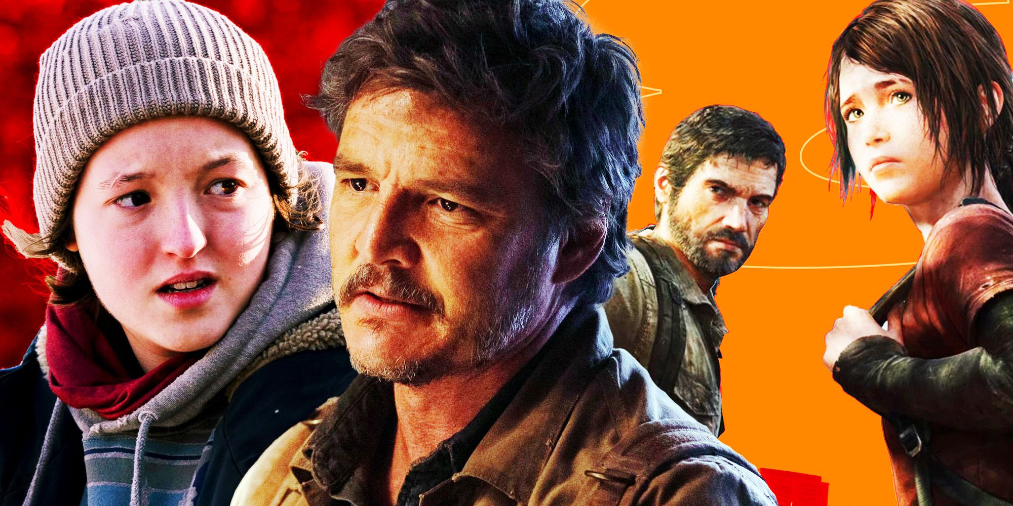 Pedro Pascal and Bellla Ramsey in HBO's The Last of Us; Joel and Ellie in the first game