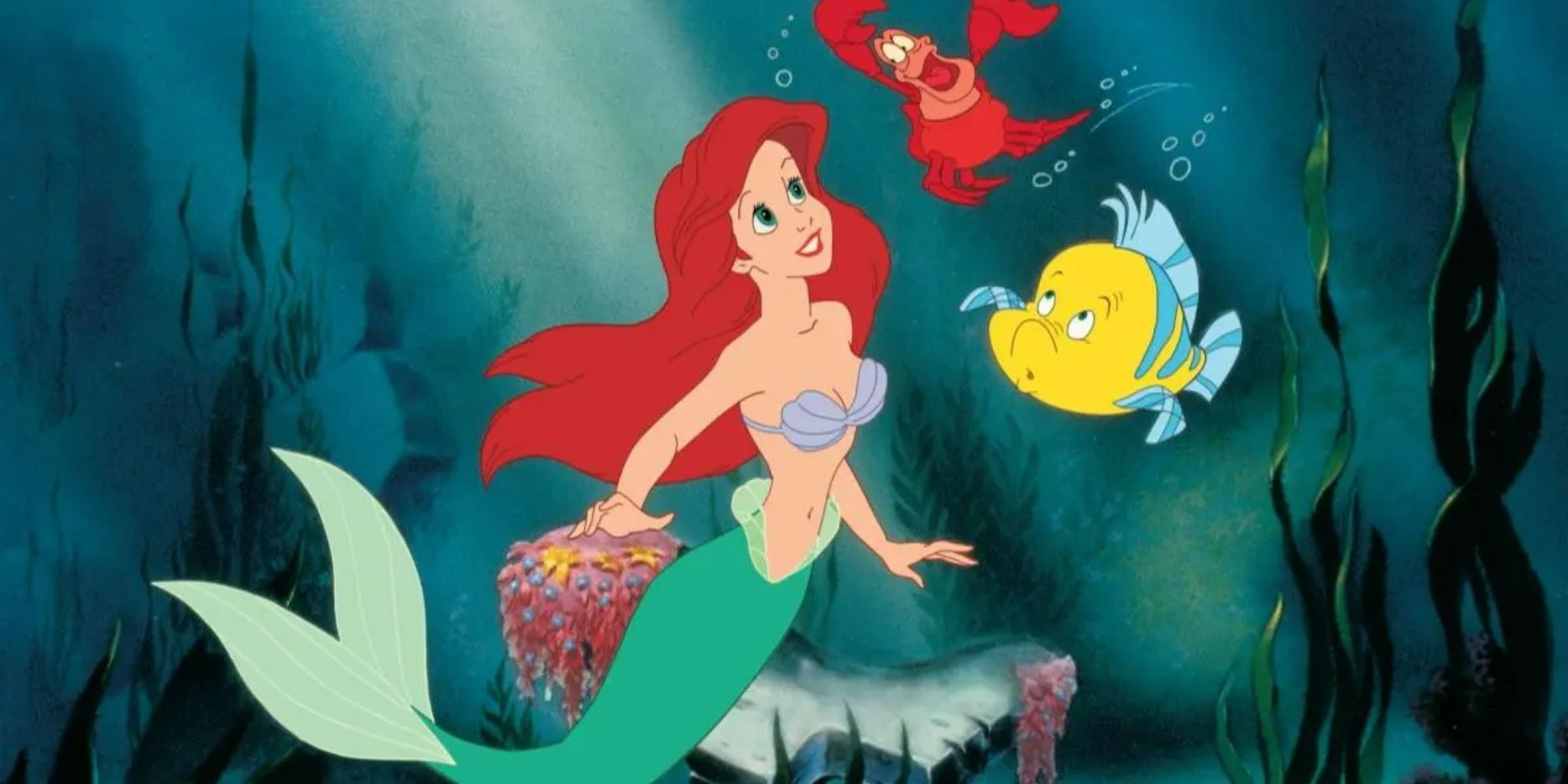 Ariel, Sebastian, and Flounder in Disney's 1989 animated The Little Mermaid