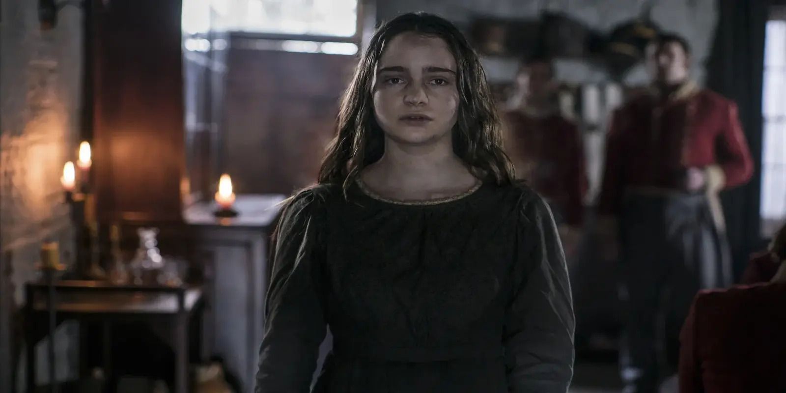 clare looks sad in the nightingale