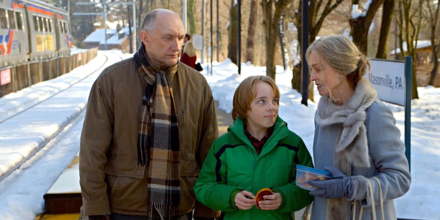 Nana and Pop Pop meet Tyler at the train station in The Visit