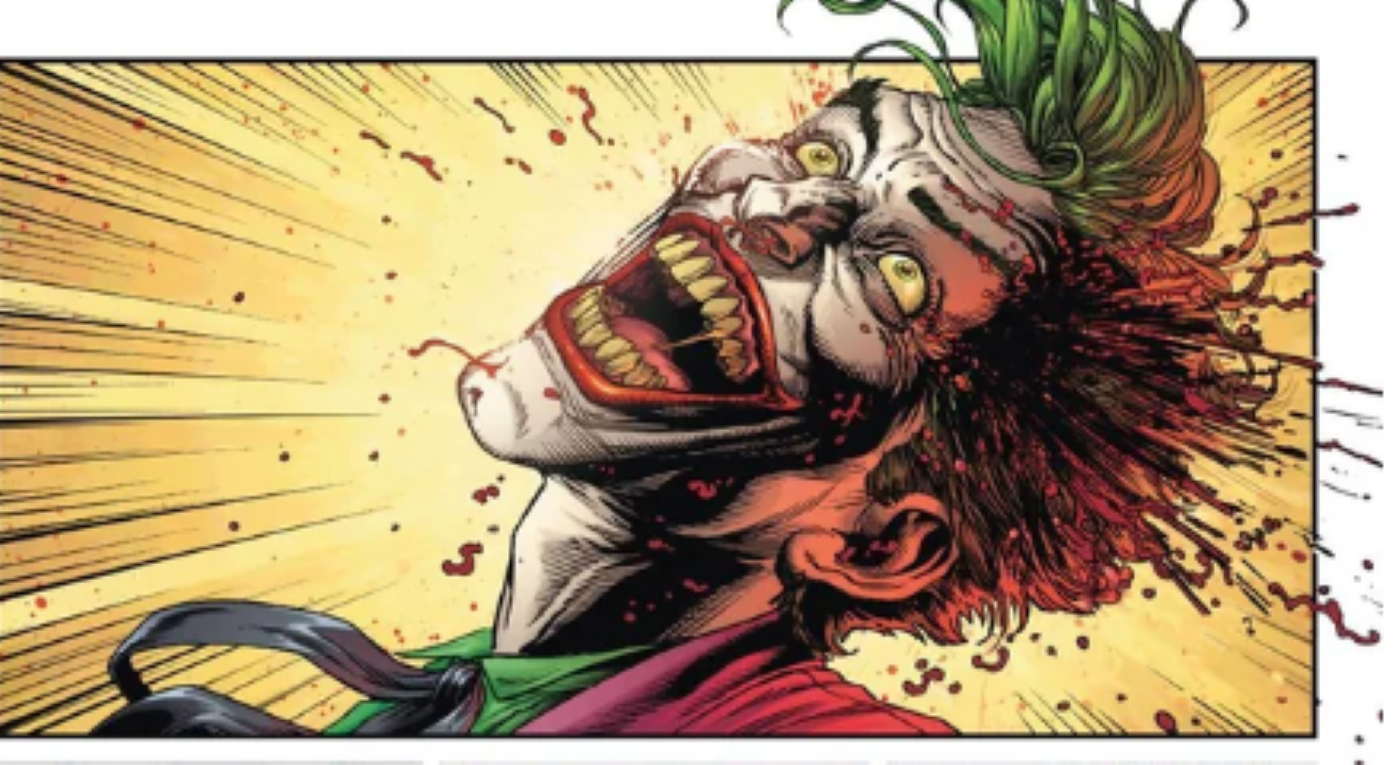 Joker&rsquo;s brains splattering the wall.