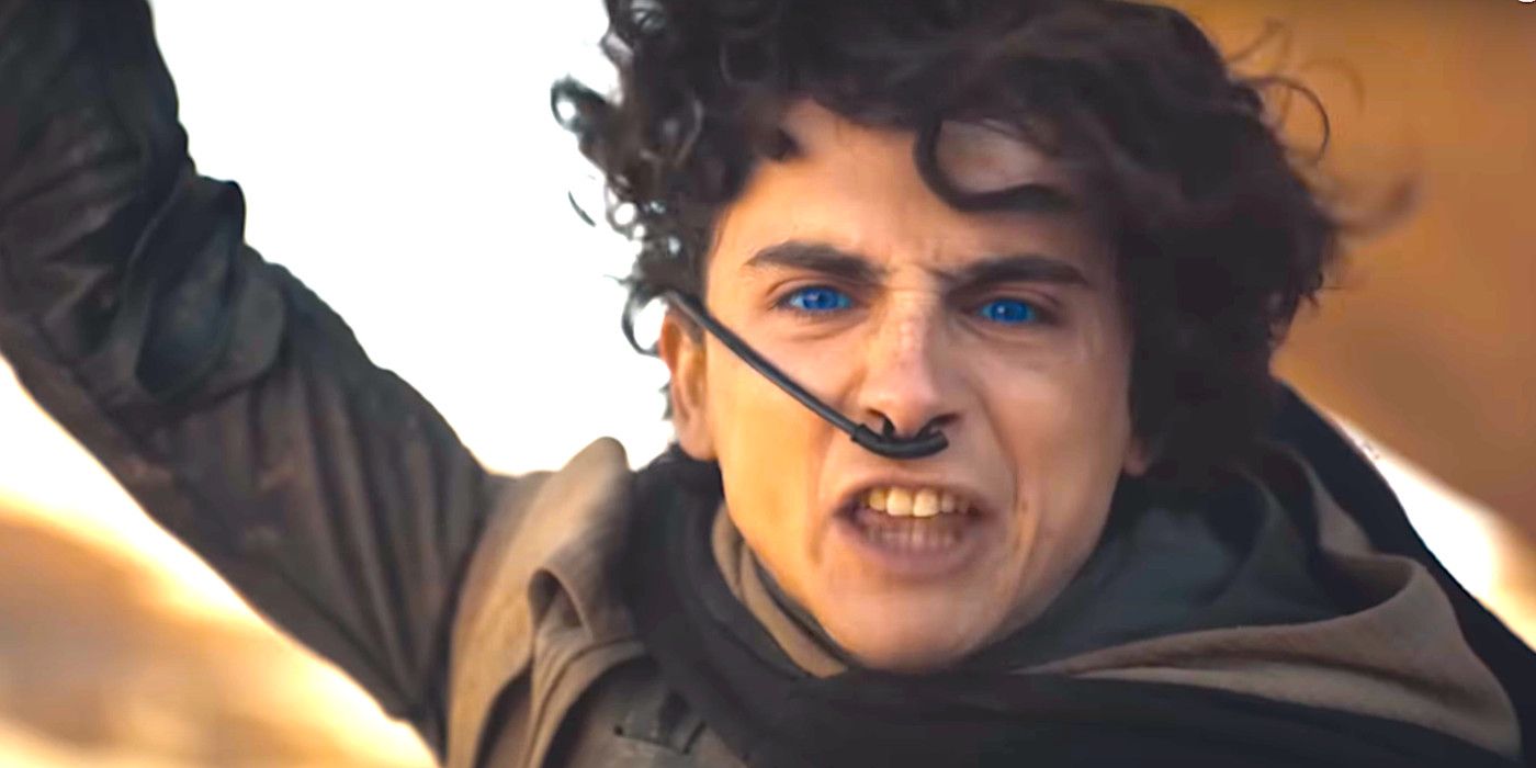 Timothee Chalamet leading a war cry as Paul Atreides in Dune 2