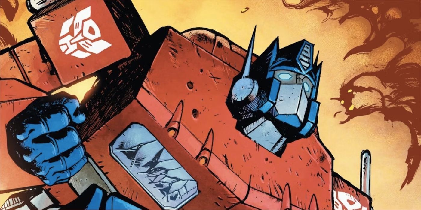 Close up of Optimus Prime from cover of Skybound's Transformers #1