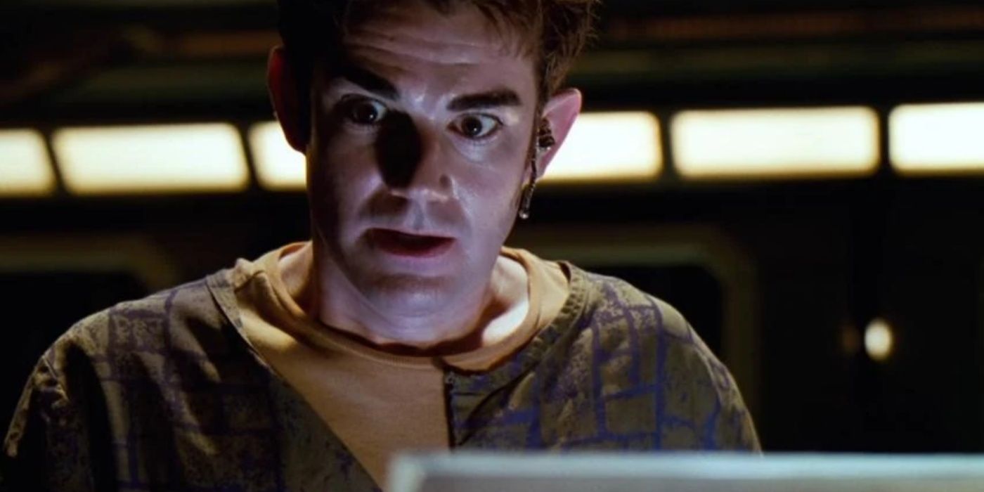 Tsunaron at a computer screen in Jason X.