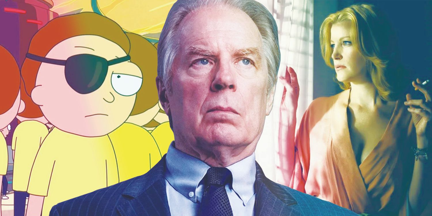 Blended image of Evil Morty in Rick and Morty, Chuck McGill in Better Call Saul, and Skyler White in Breaking Bad.