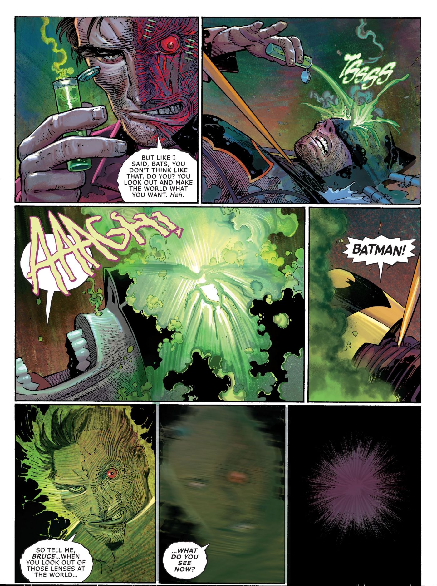 Two-Face Pours Acid in Batman’s Eyes