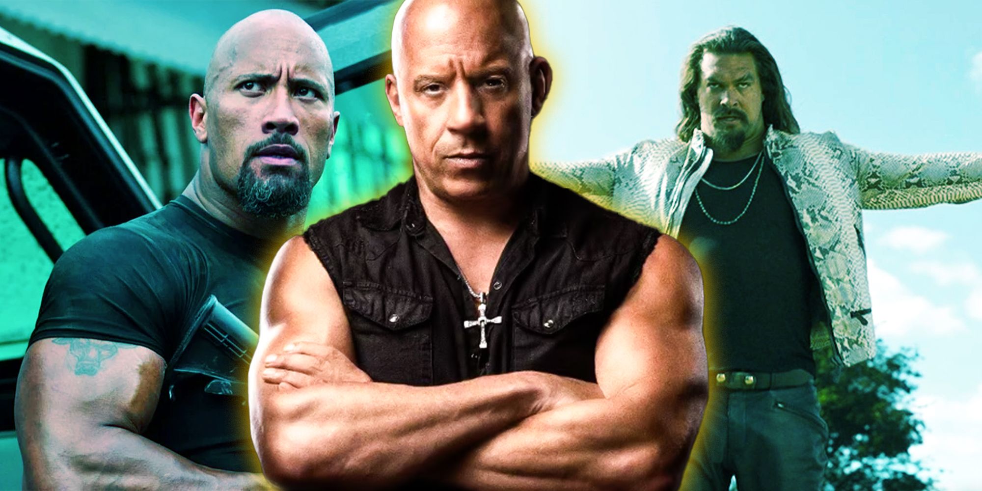 Hobbs, Dom, and Dante in the Fast & Furious movies