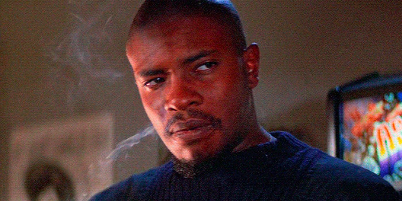 Keith David has smoke around him in The Thing.