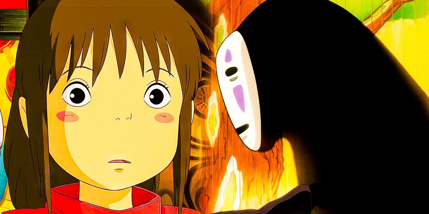 Collage of Chihiro and No Face in Spirited Away