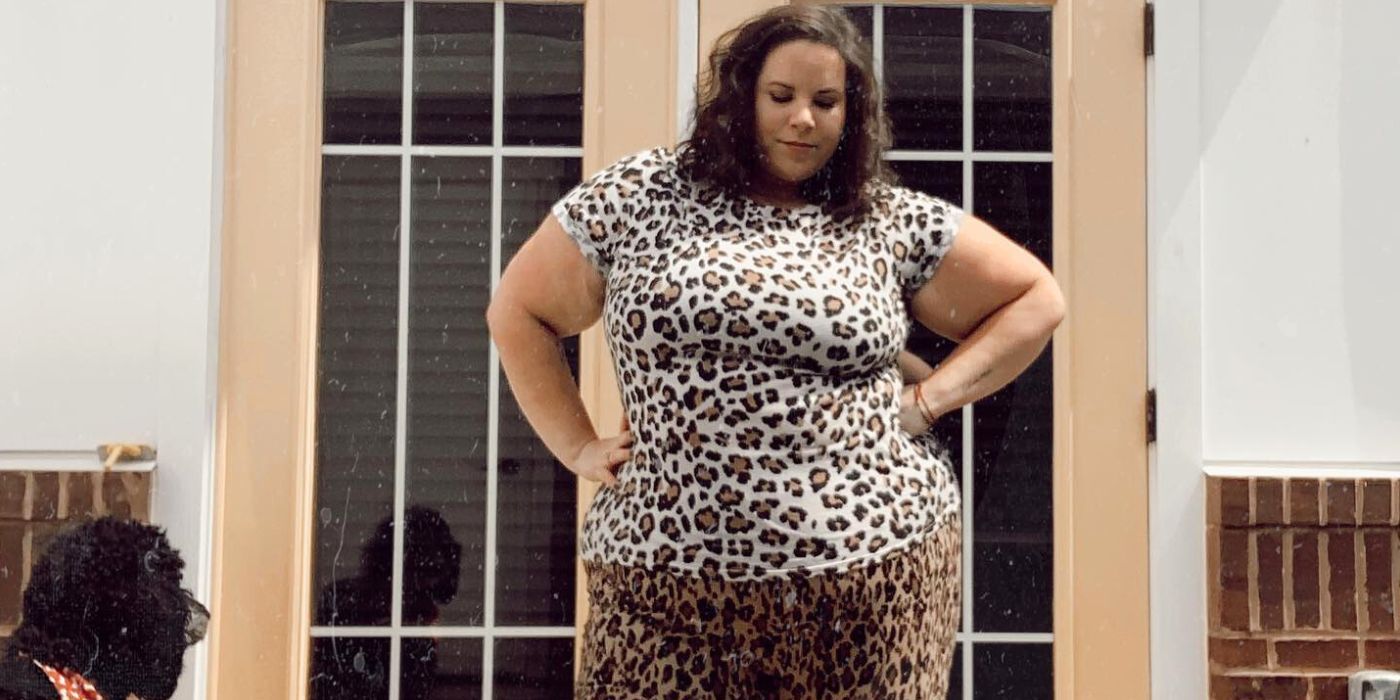 Whitney Thore MBFFL April 2020 in leopard print outfit