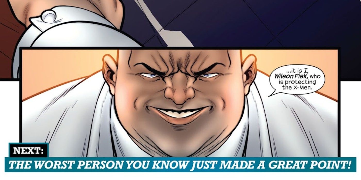 painéis de Uncanny Avengers #3, Wilson Fisk é o novo protetor dos X-Men