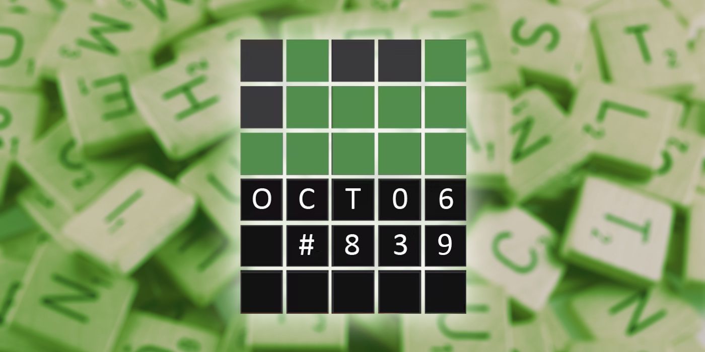 October 6th Wordle grid with scrabblet letters in the background