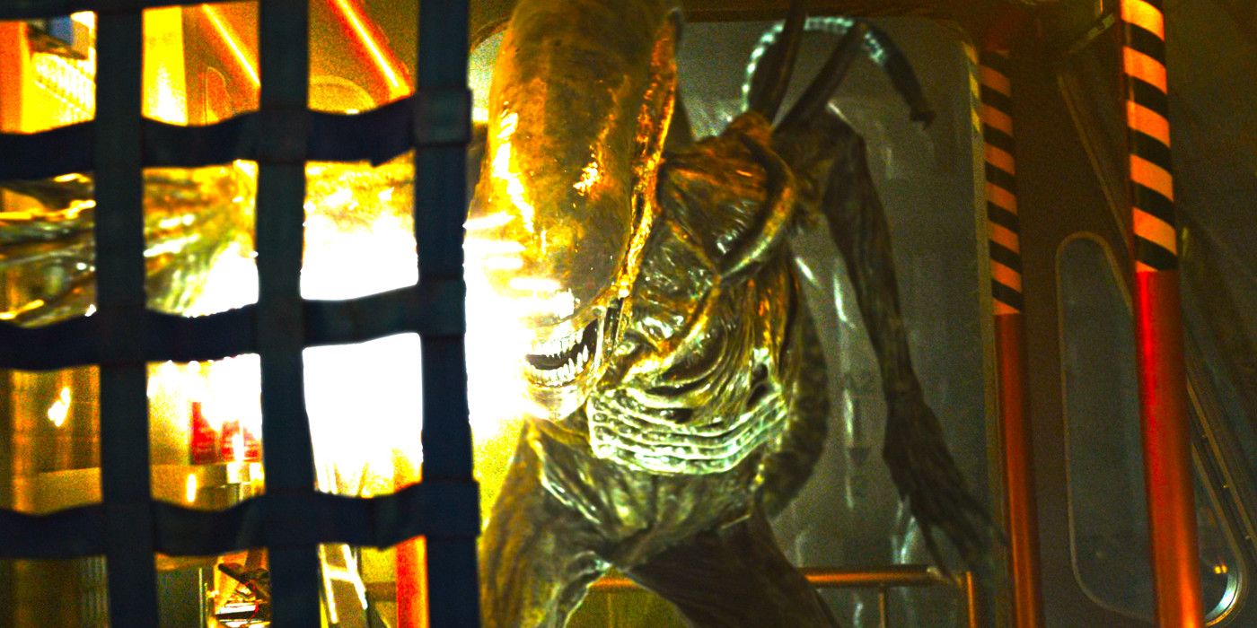 Xenomorph in Alien Covenant attacking down a corridor and setting off an explosion