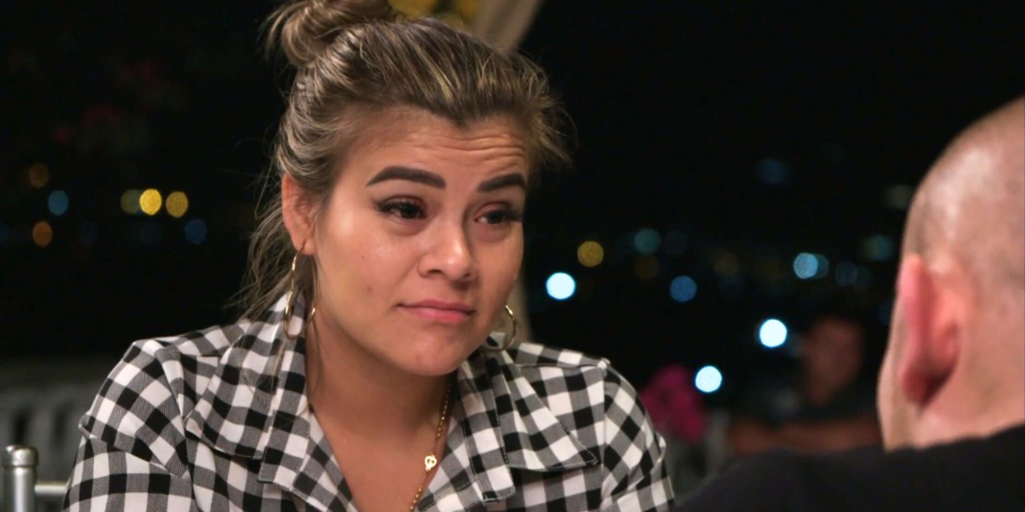 Ximena Morales From 90 Day Fiance Before the 90 Days in plaid shirt talking to Mike
