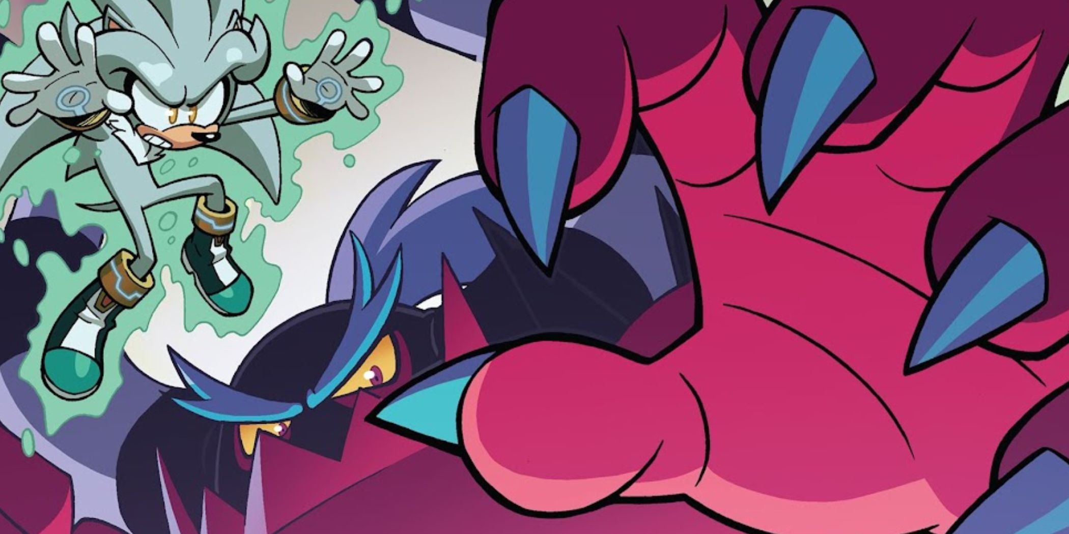 IDW&rsquo;s Sonic: art from the &ldquo;All or Nothing&rdquo; arc, Zeti Zavok with Silver the Hedgehog