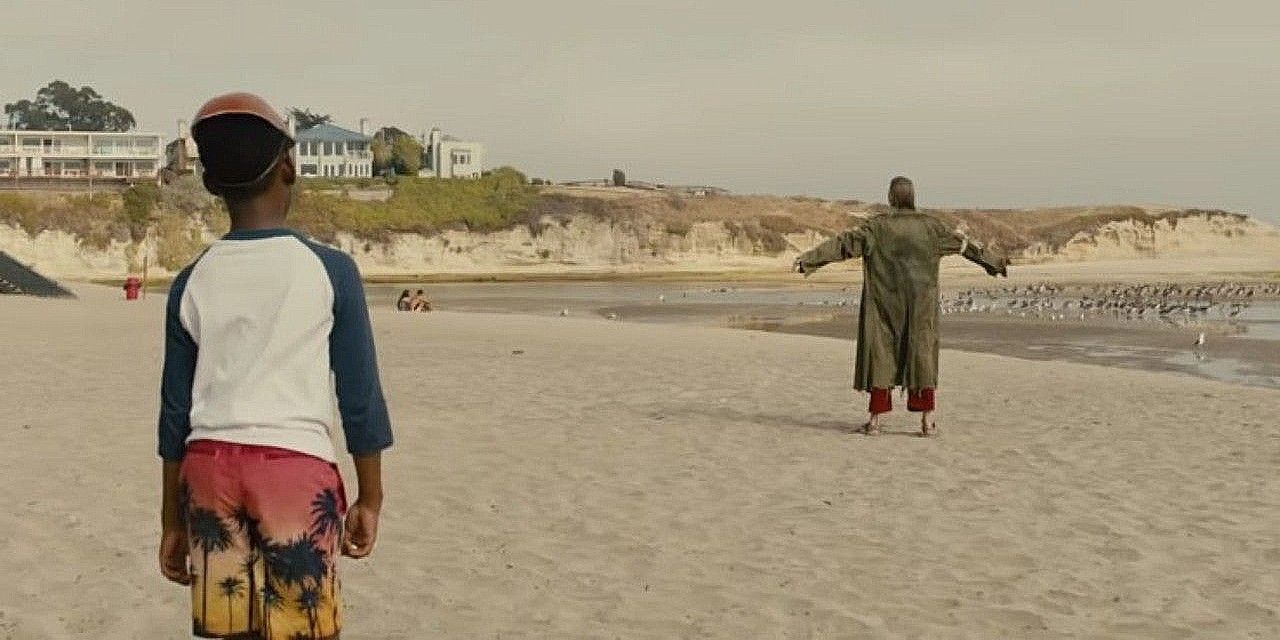 Tethered standing on the beach in Us 2019