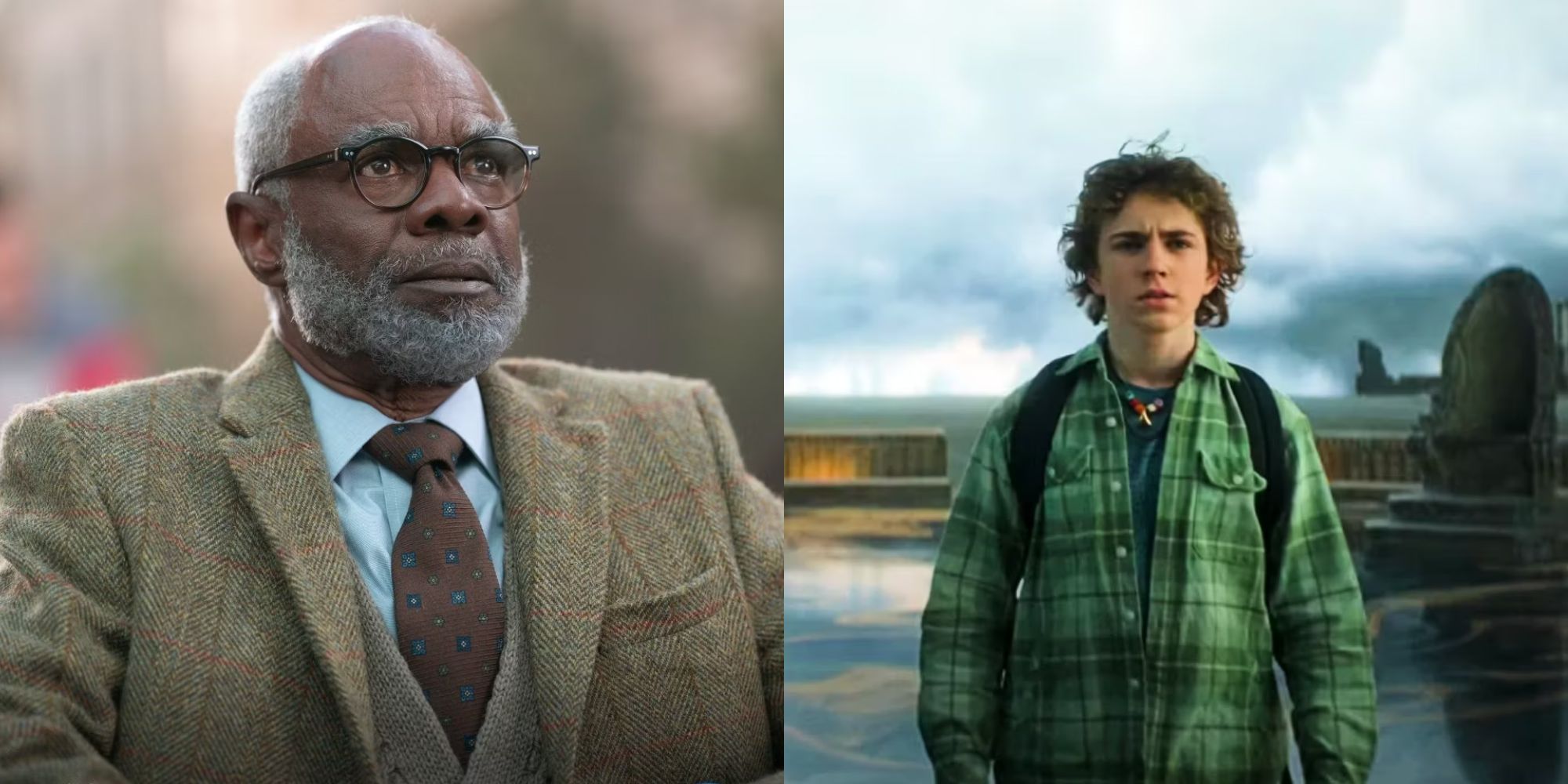 Glynn Turman as Chiron and Walker Scobell as Percy in Percy Jackson