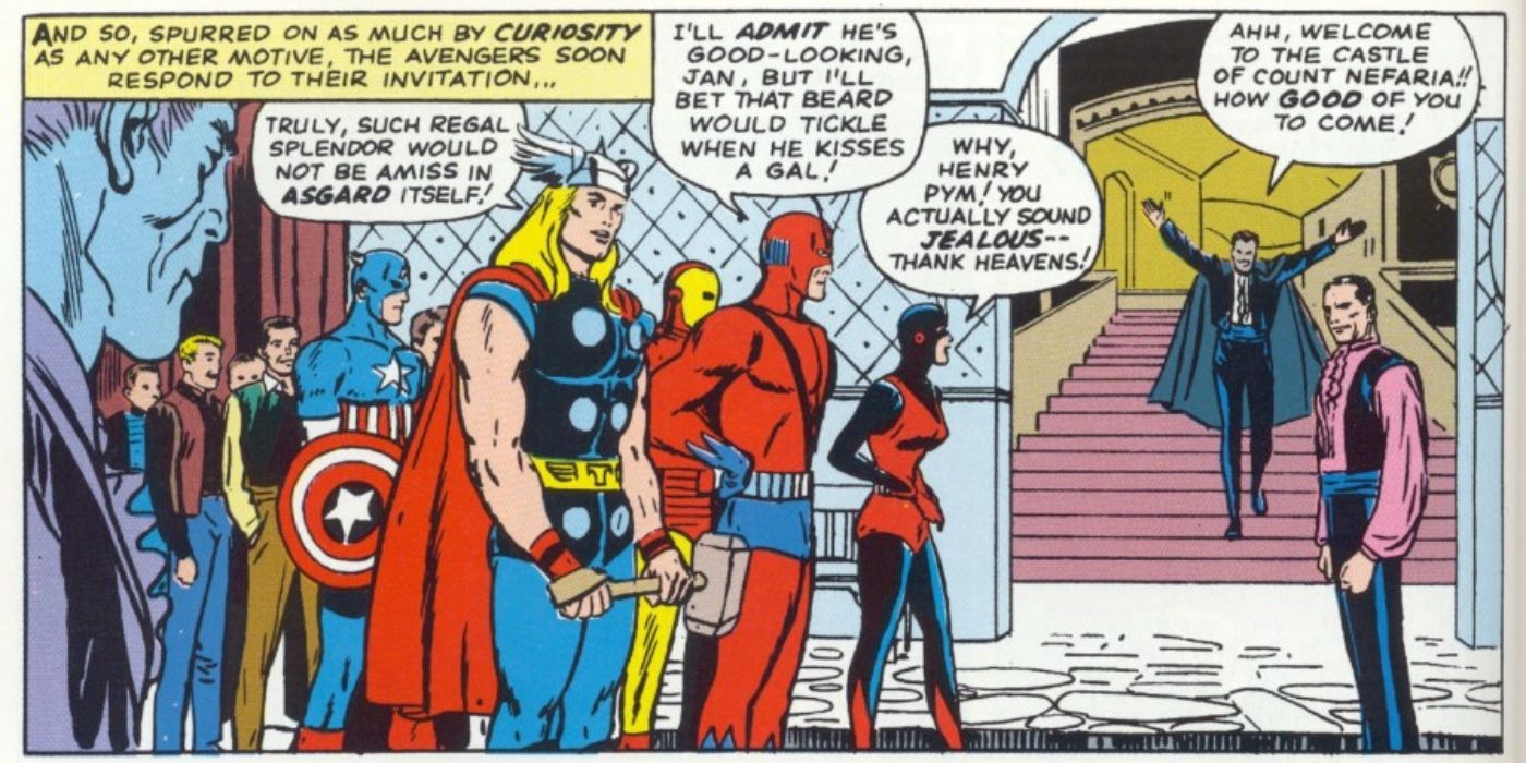 Count Nefaria meeting the Avengers. 