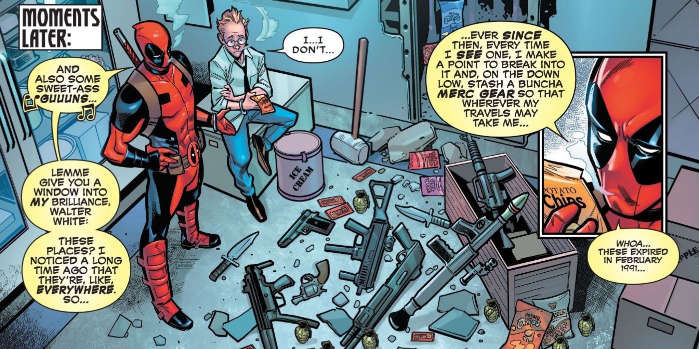 Deadpool cache des armes partout dans le monde. 