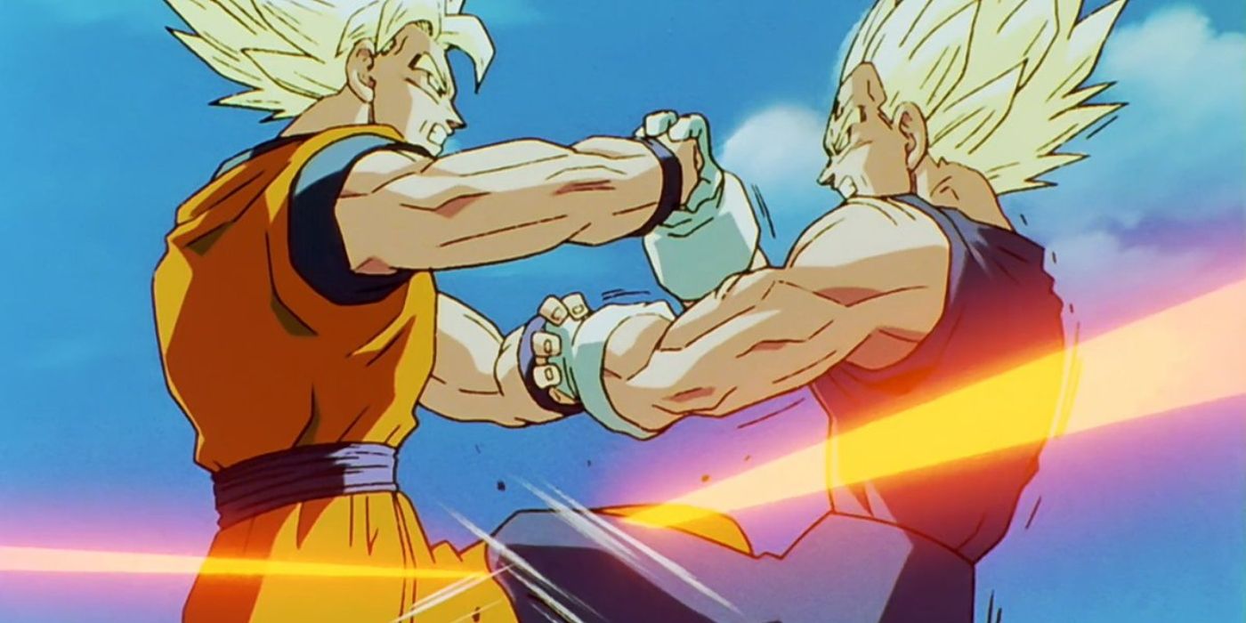 Goku vs Majin Vegeta in Dragon Ball Z. 