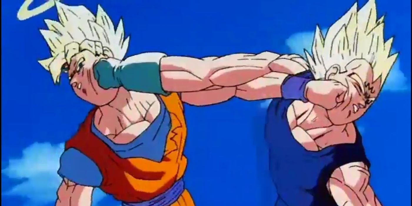 Goku vs Majin Vegeta in Dragon Ball Z. 