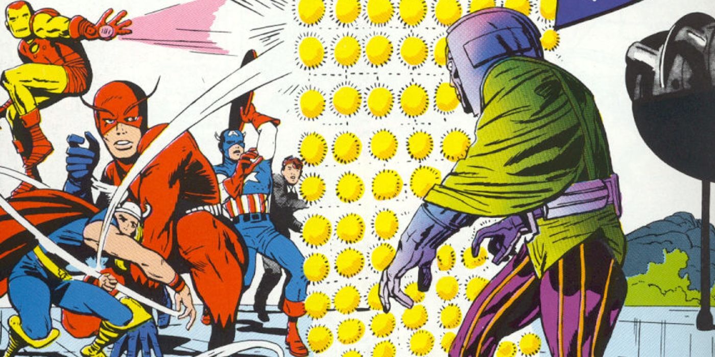 The Avengers fighting Kang the Conqueror.