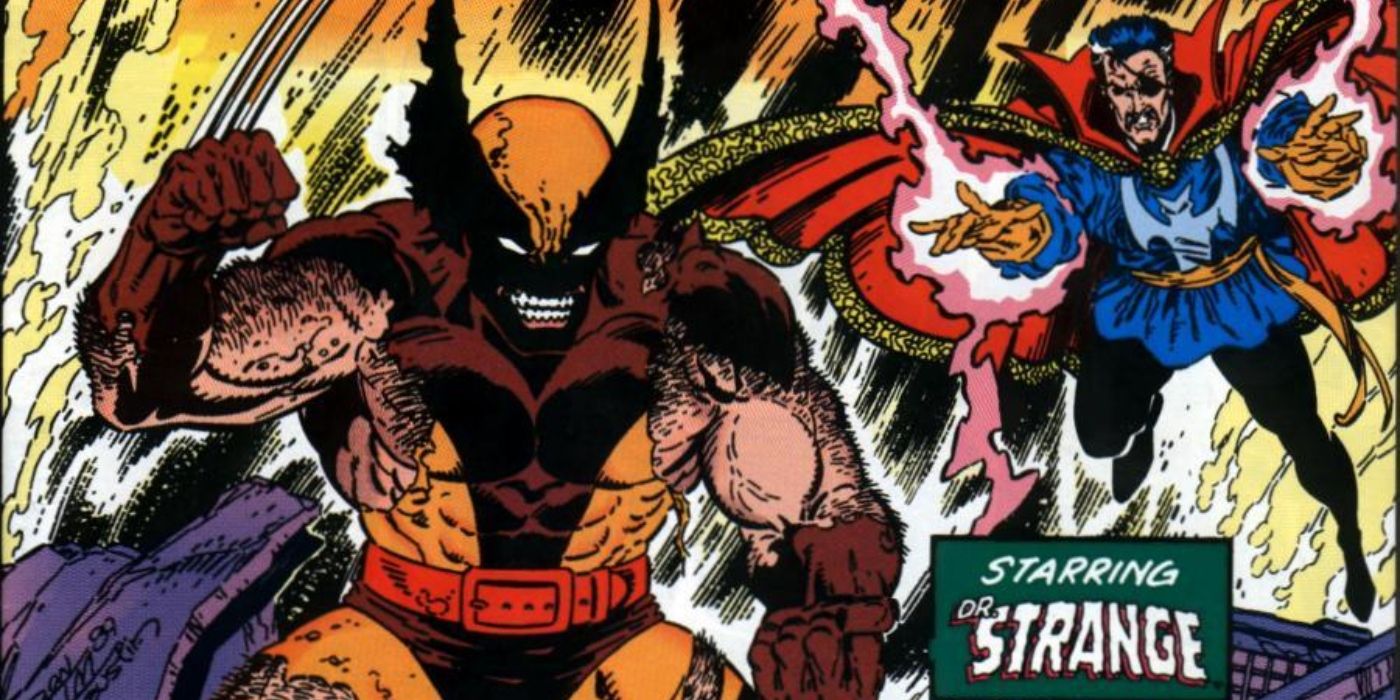 Doctor Strange fighting a demon-possessed Wolverine. 