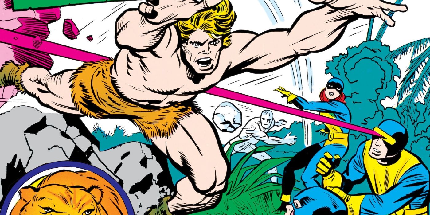 The X-Men fighting Ka-Zar.