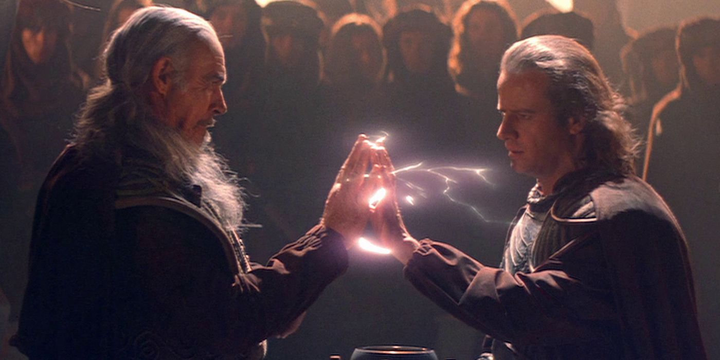 Characters in Highlander II: The Quickening with static energy in their hands.
