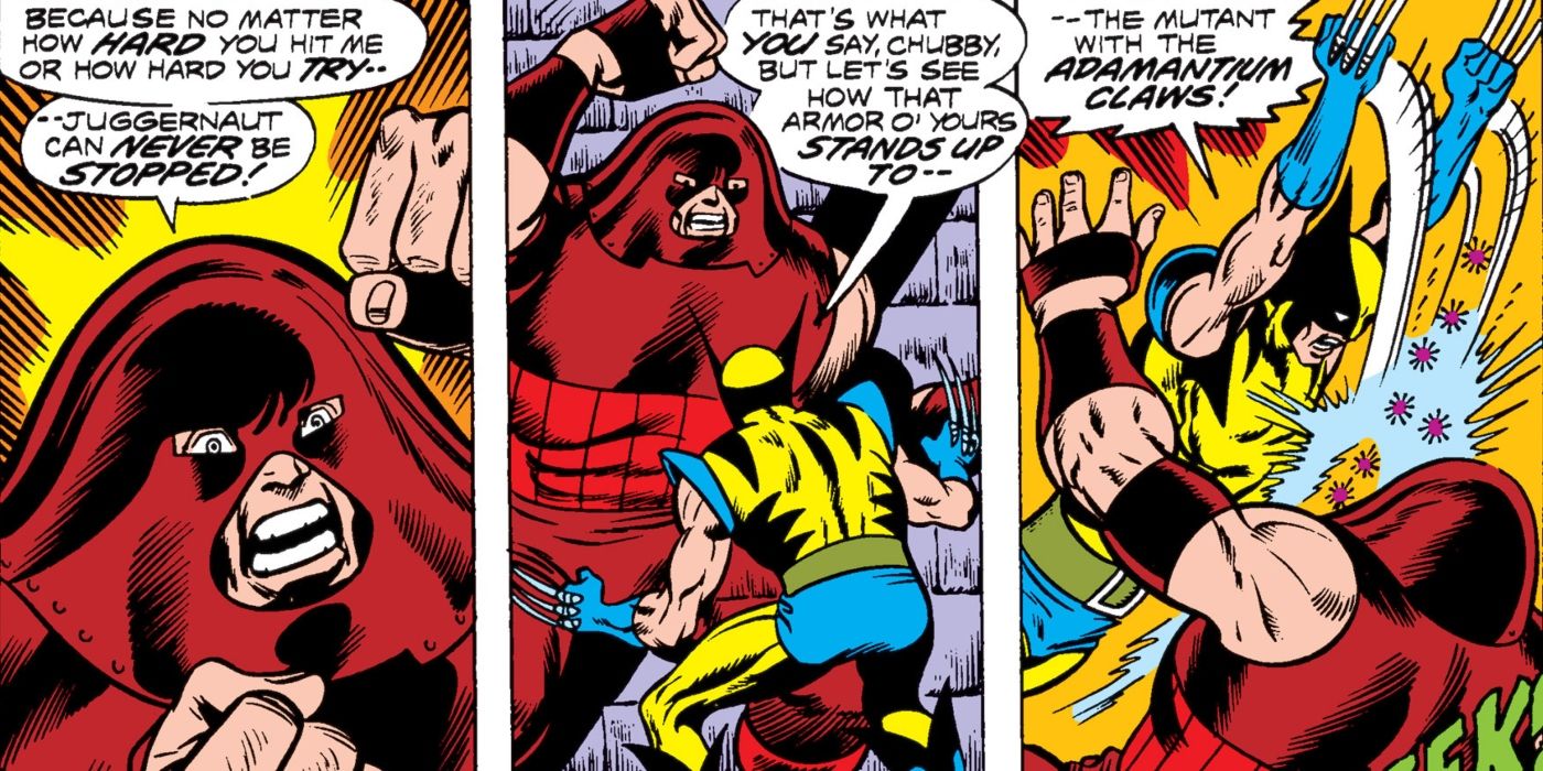 Juggernaut fighting Wolverine.